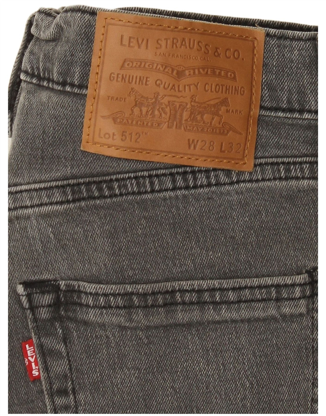 Levi's Herre 512 Slim Tapered Jeans W28 L32 Grå Bomuld