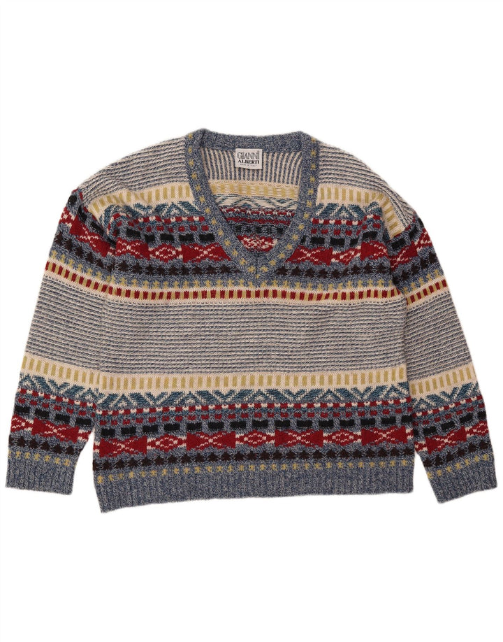 Gianni Alberti Herre V-hals sweater IT 52 Stor Flerfarvet
