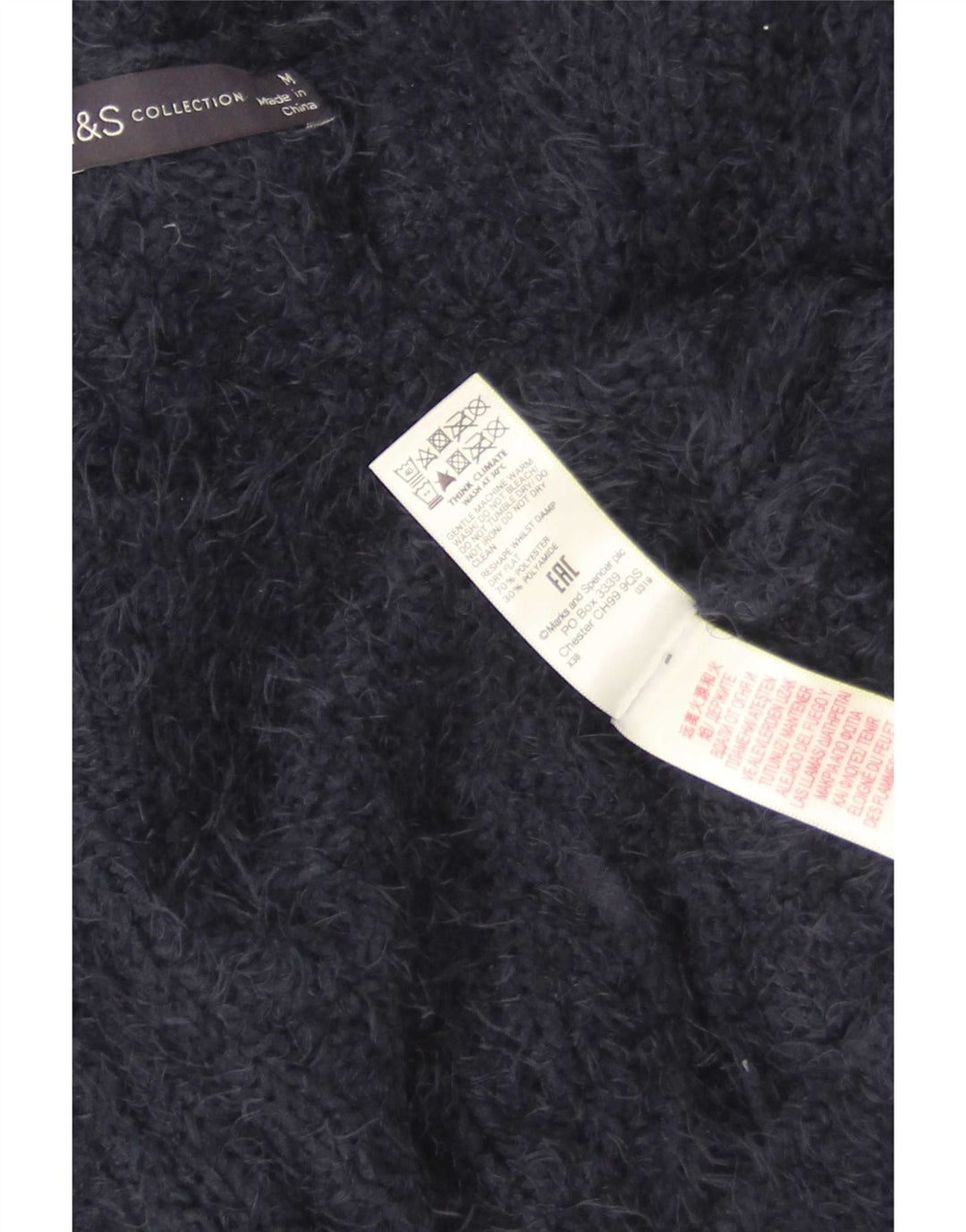 Marks & Spencer Dame Cardigan Sweater UK 14 Medium Navy Blue Polyester