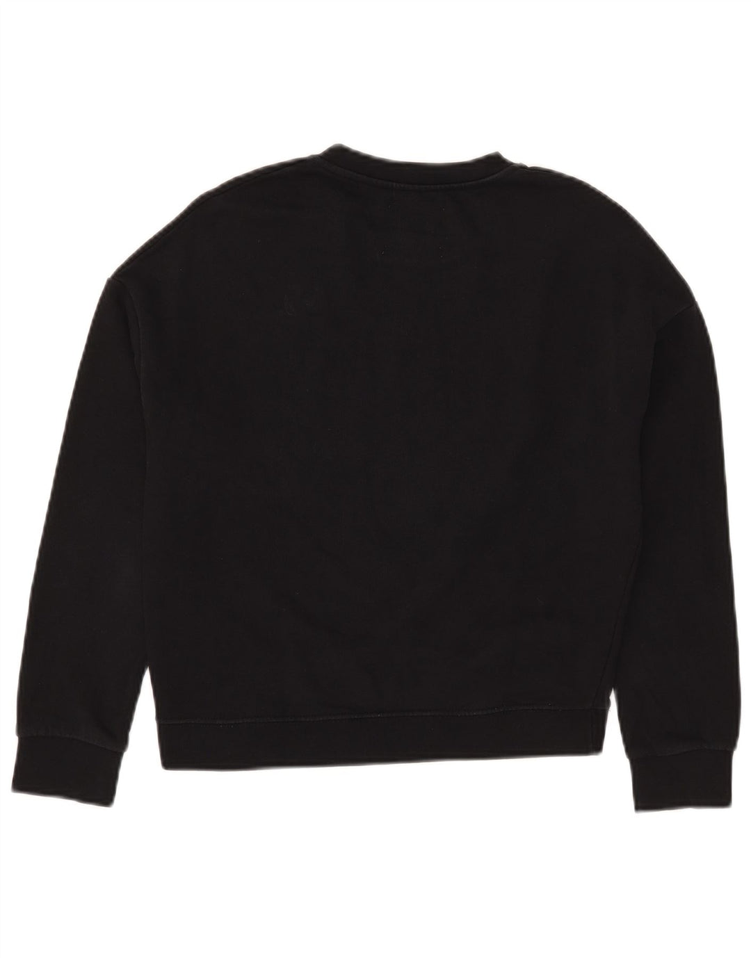 Pyrex Womens Oversized Crop Graphic Sweatshirt Jumper UK 6 XS Sort bomuld