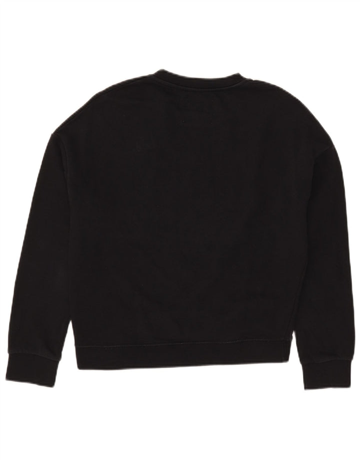 Pyrex Womens Oversized Crop Graphic Sweatshirt Jumper UK 6 XS Sort bomuld