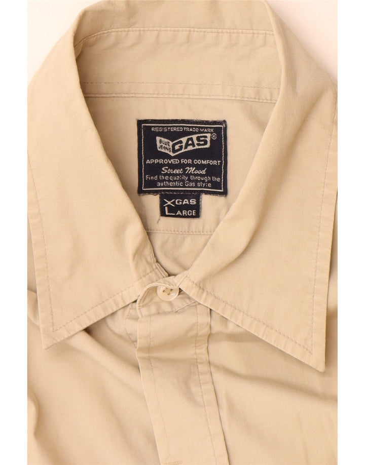 Gas Herreskjorte XL Beige Bomuld