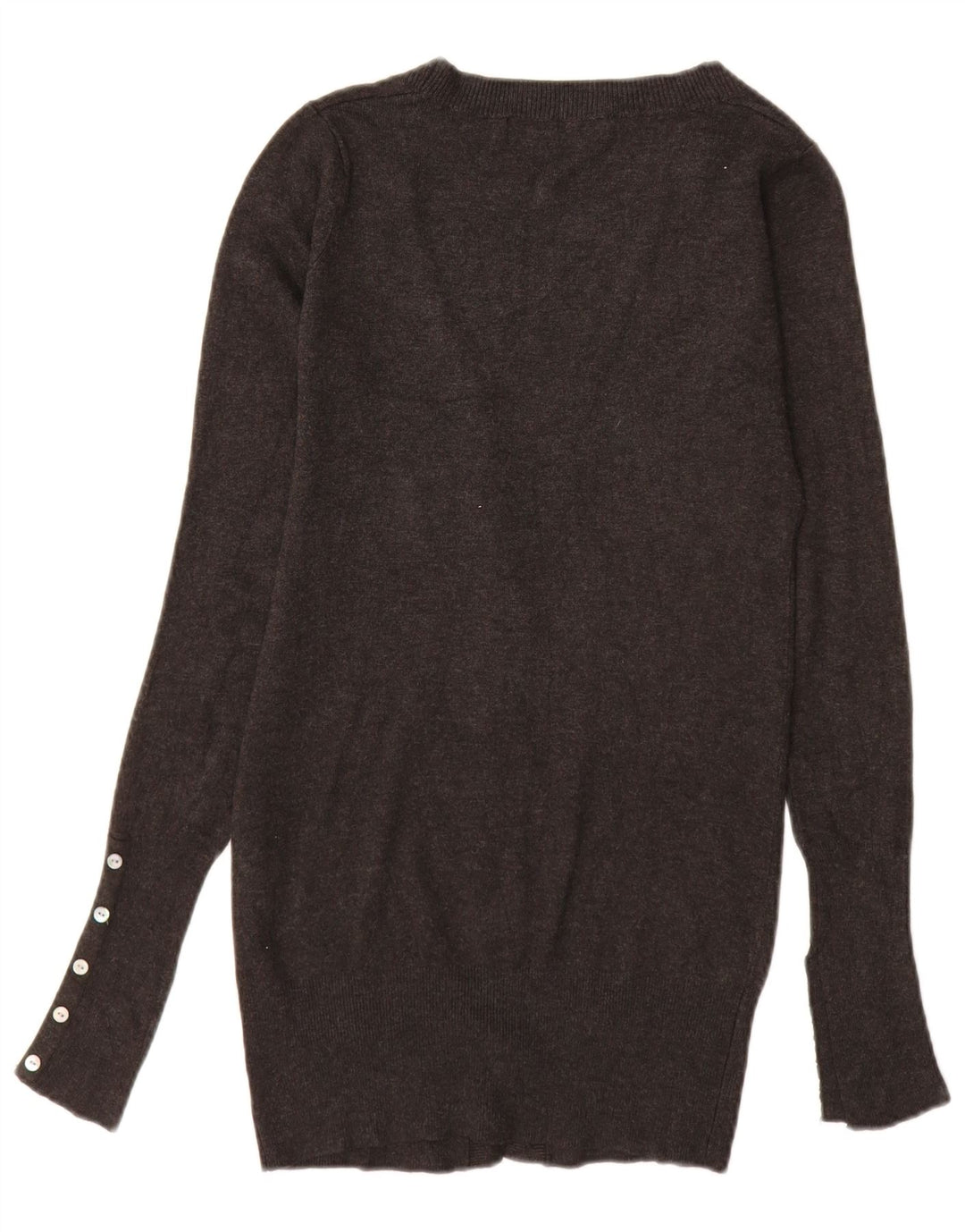 ZARA Dame Longline Cardigan Sweater UK 10 Small Grey Rayon