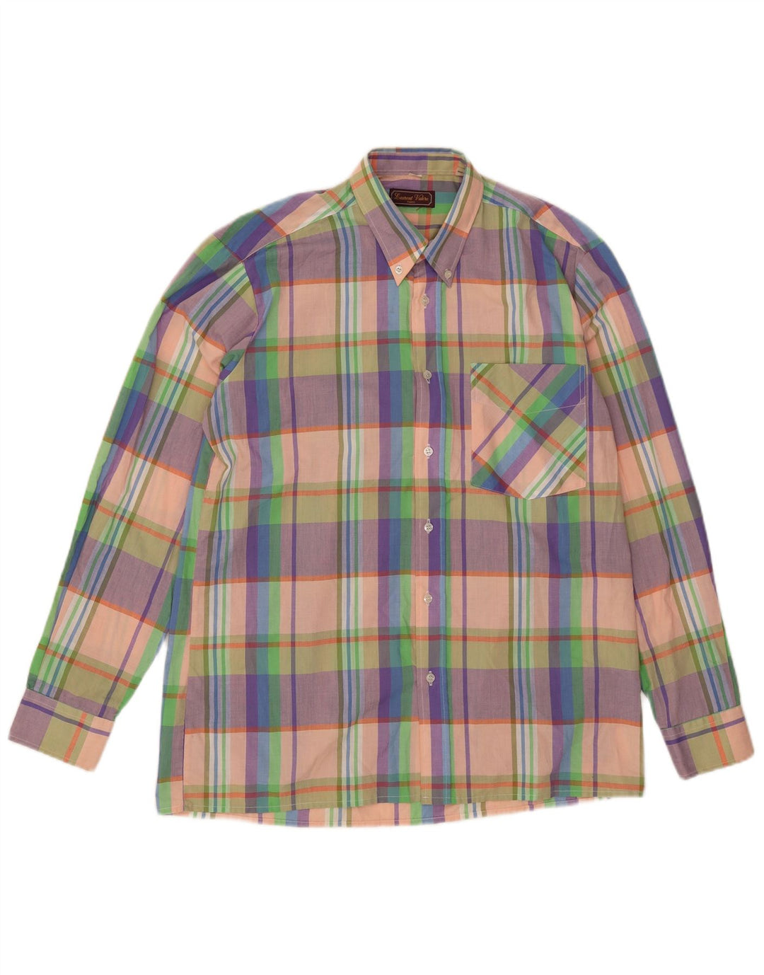 Vintage herre ternet skjorte medium flerfarvet ternet polyester