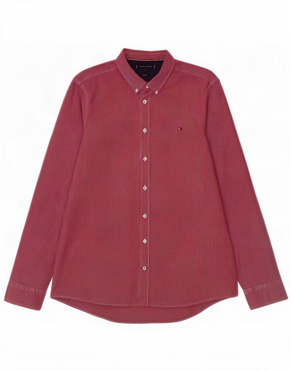 Tommy Hilfiger Herre Slim Fit Flanellskjorte Stor Rød Gingham Bomuld