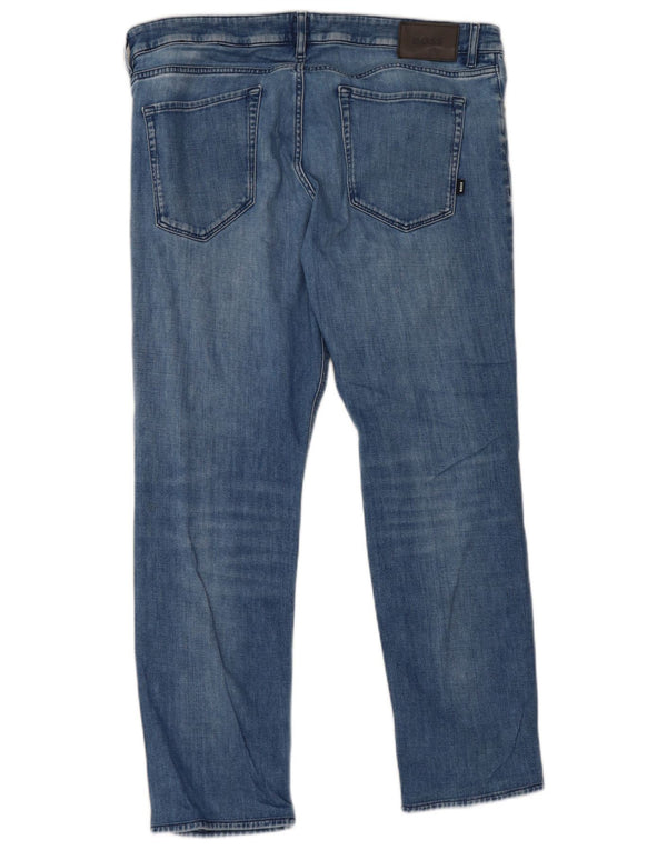 Hugo Boss Herre Maine Regular Fit Straight Jeans W36 L30 Blå Bomuld