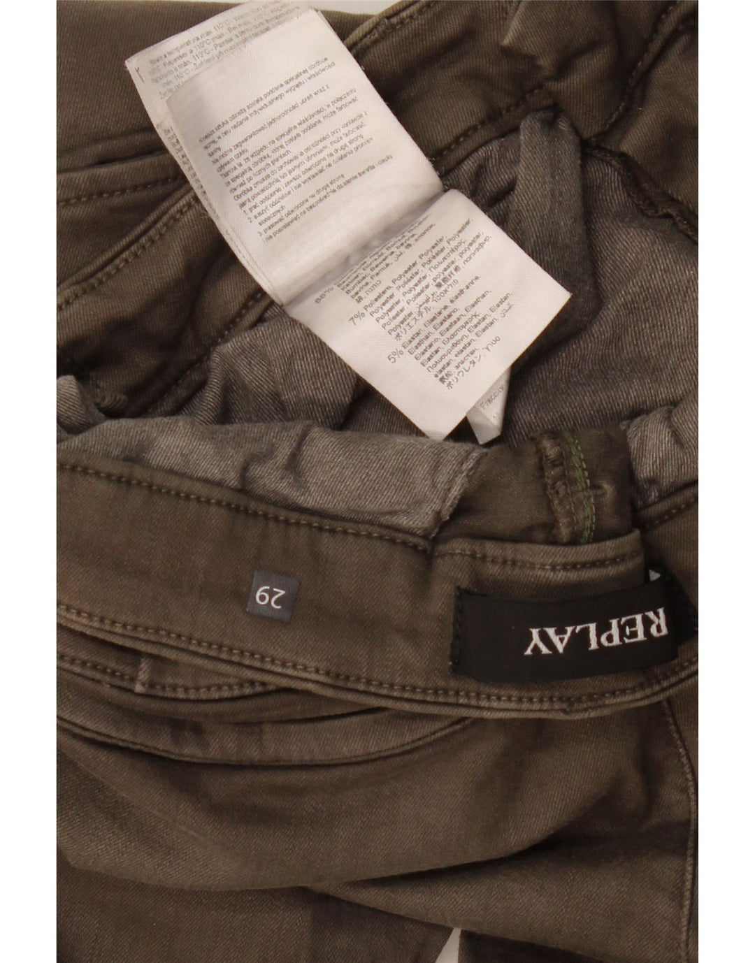 Replay Herre Slim Cargo Bukser W29 L29 Khaki Bomuld