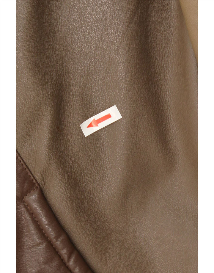 Vintage læderjakke til kvinder UK 14 Medium Brown Colourblock