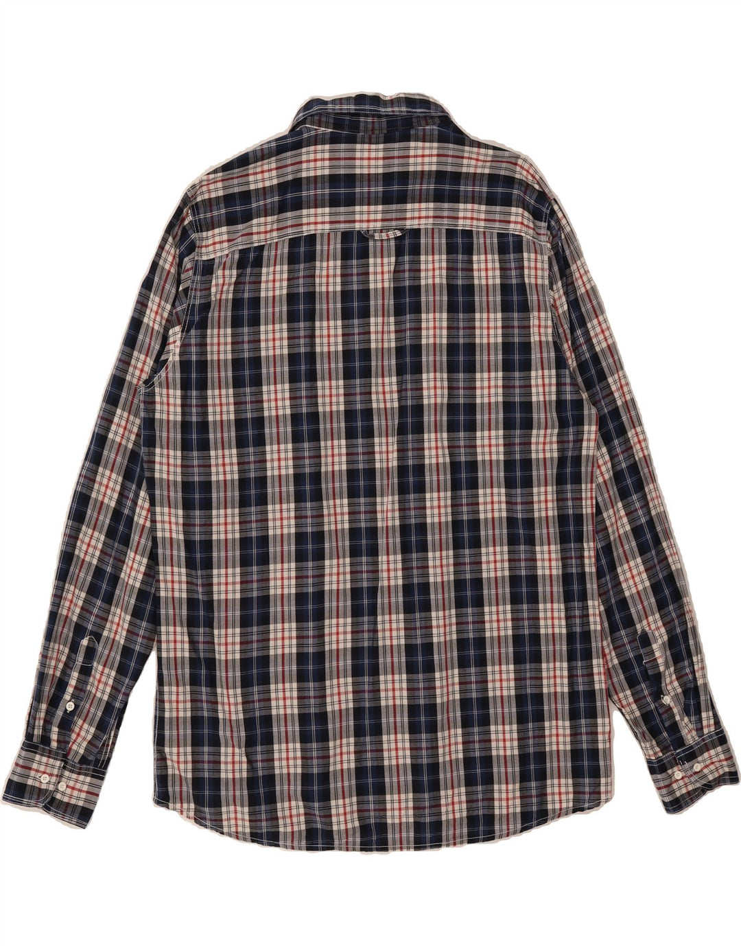 BRUGI Mens Regular Fit Flannel Shirt 2XL Navy Blue Check Cotton Vintage Brugi and Second-Hand Brugi from Messina Hembry 