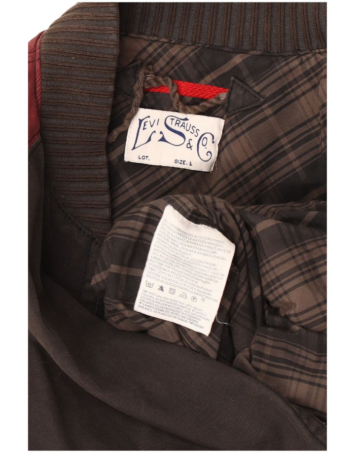 LEVI'S Bomberjakke til mænd UK 40 Large Brown Colourblock Bomuld