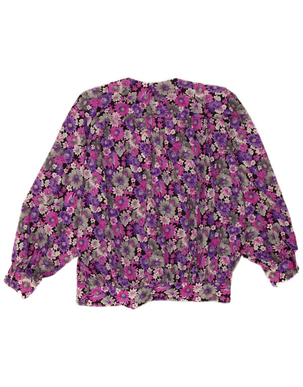 Vintage kvinders wrap skjorte bluse UK 18 XL lilla blomster