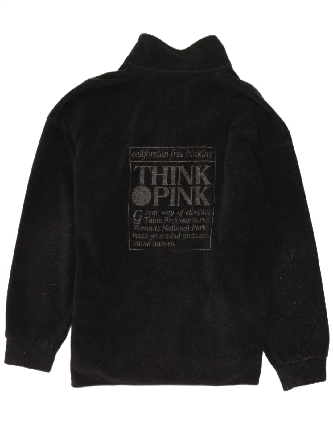 Tænk Pink Herre grafisk lynlås hals Fleece Jumper Stor sort polyester