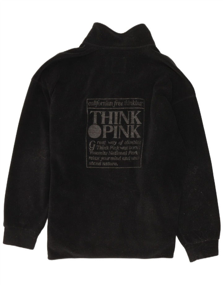 Tænk Pink Herre grafisk lynlås hals Fleece Jumper Stor sort polyester
