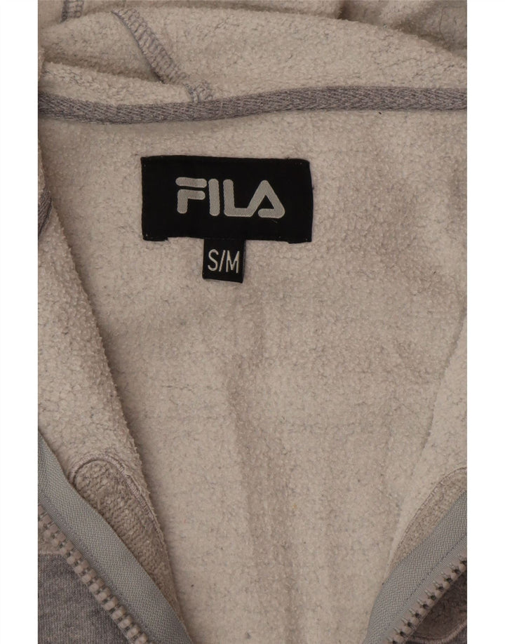FILA Oversized grafisk hættetrøje med lynlås til kvinder UK 10 Small Grå