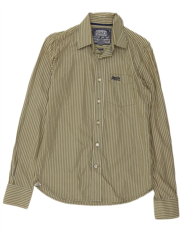 SUPERDRY Herreskjorte Medium Khaki stribet bomuld