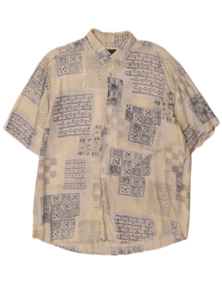Rodrigo Kortærmet Herreskjorte Størrelse 43 17 XL Beige Patchwork Bomuld
