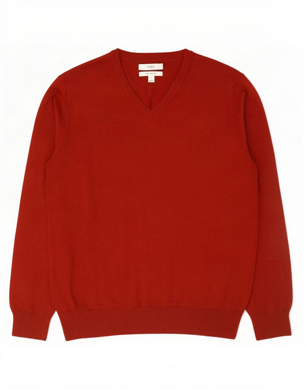 Marks & Spencer Herre V-hals sweater XL Rød Bomuld