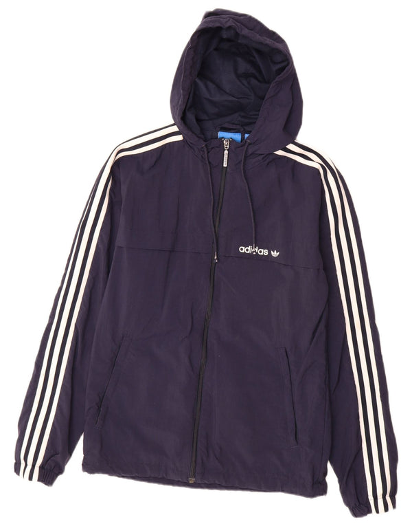 Adidas Træningsdragt med hætte til mænd, topjakke XS marineblå nylon