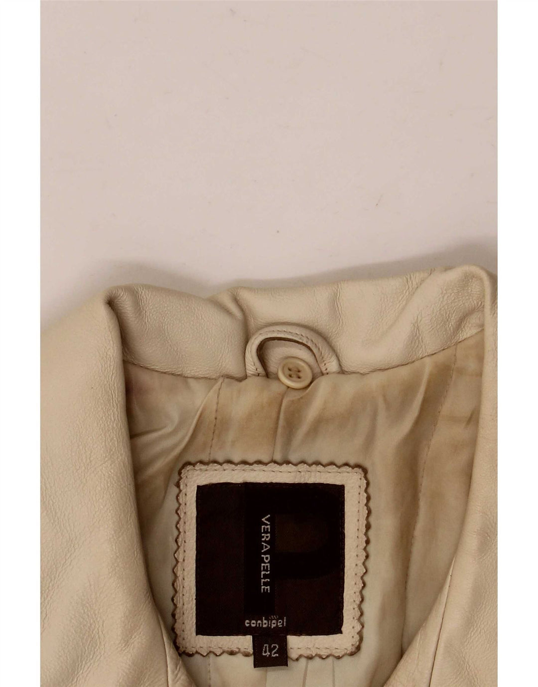 Conbipel Dame Læderjakke IT 42 Medium Beige