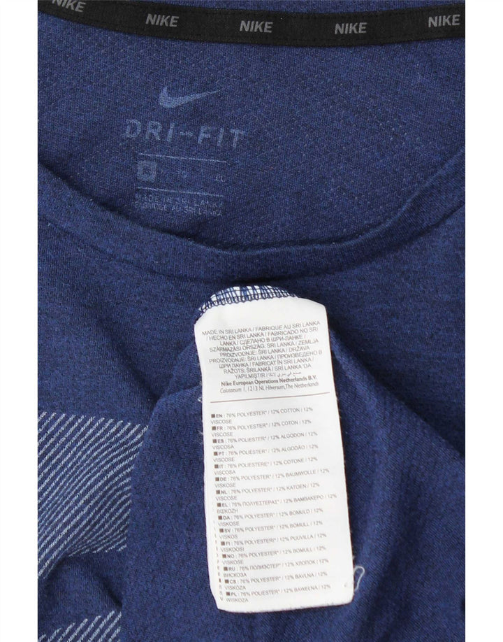 Nike herre Dri Fit grafisk T-shirt top XL marineblå polyester
