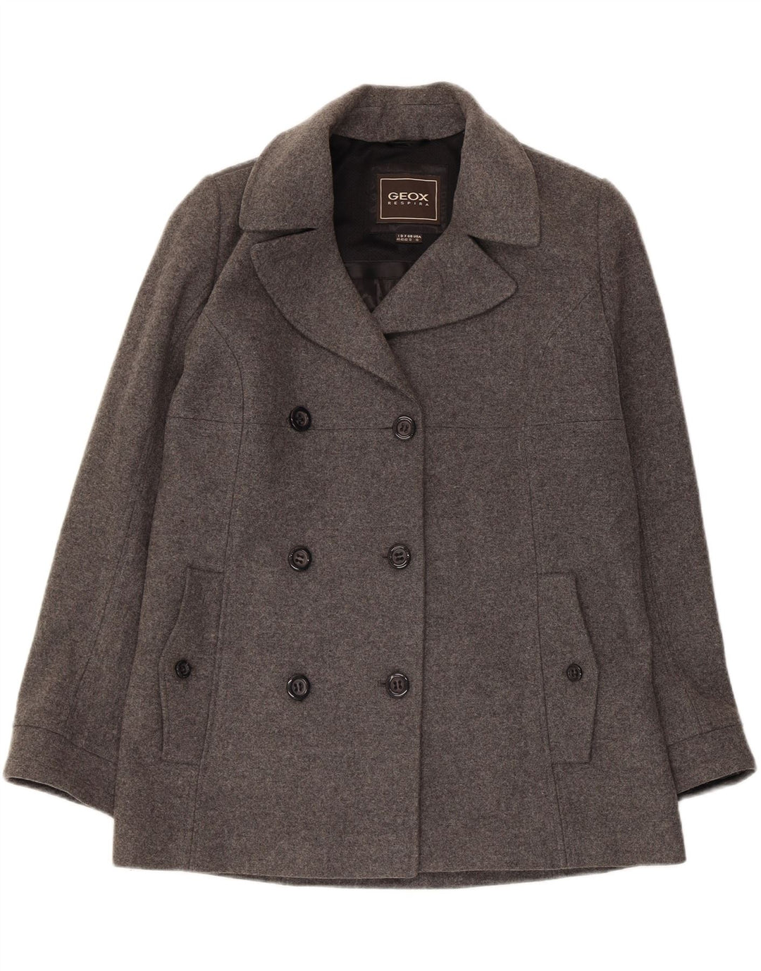 GEOX Womens Respira Pea Coat UK 12 Medium Grey