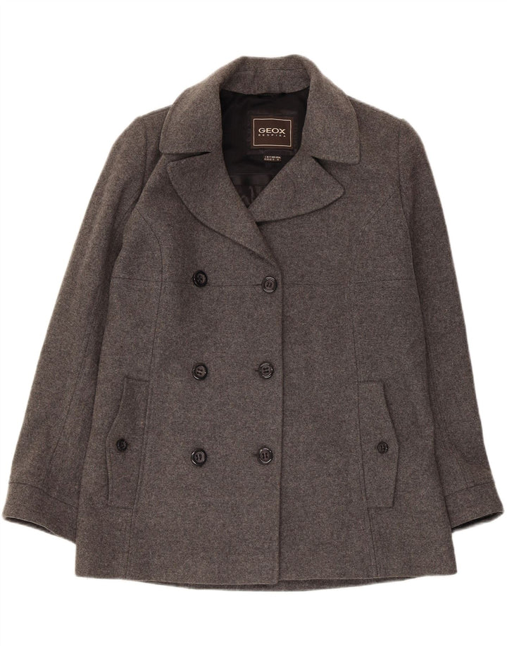 GEOX Womens Respira Pea Coat UK 12 Medium Grey