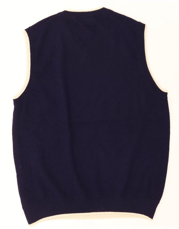 Belfe Mens Vest Tank Top UK 40 Medium Navy Blue Lambswool