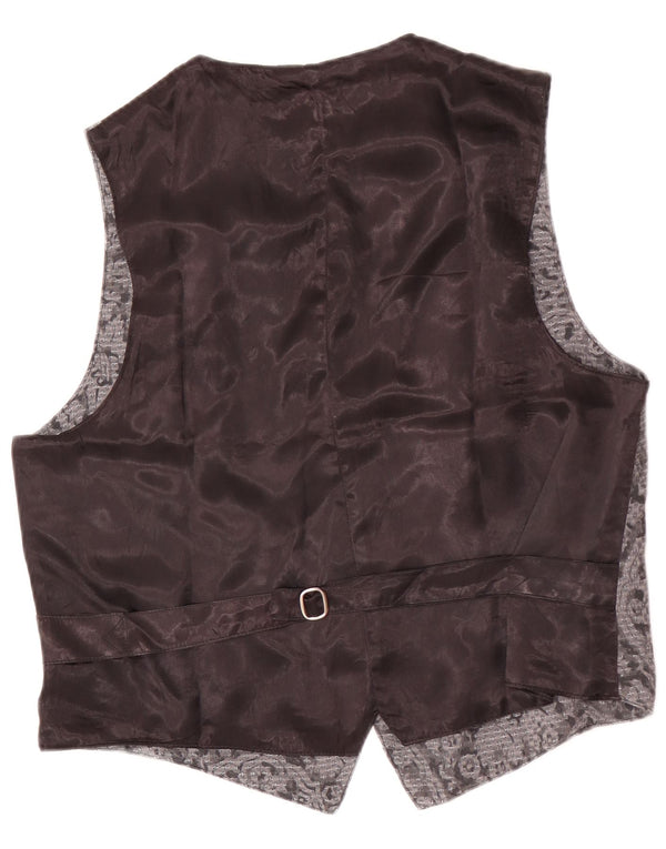 Vintage vest til mænd, stor grå blomster