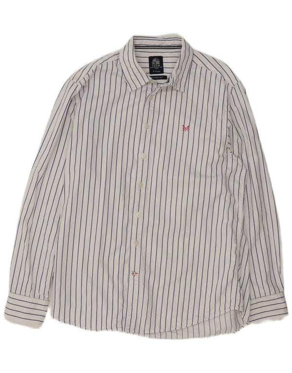Crew Clothing Herre Skræddersyet Fit Shirt XL Hvidstribet bomuld