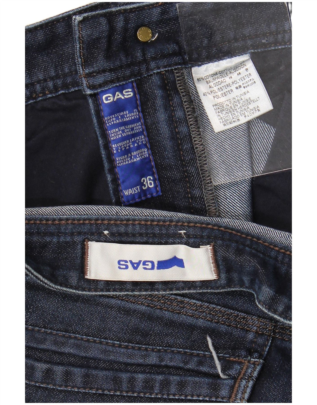 Gas Straight Jeans til mænd W36 L34 blå bomuld