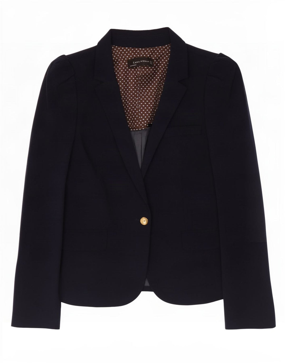 Zara Dame 1 Knap Blazer Jakke UK 12 Medium Navy Blue