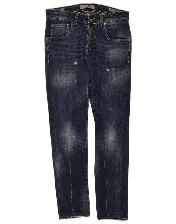 Liu Jo Herre Distressed Slim Jeans W32 L29 Navy Blue