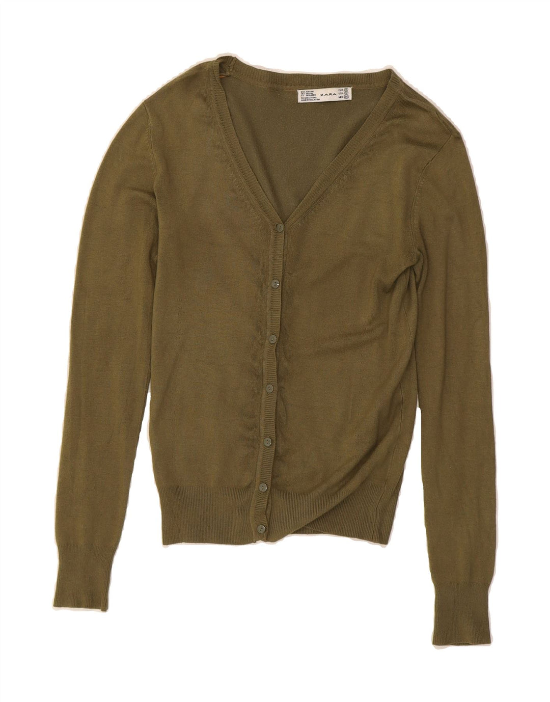 ZARA Womens Cardigan Sweater UK 10 Small Green Rayon Vintage Zara and Second-Hand Zara from Messina Hembry 