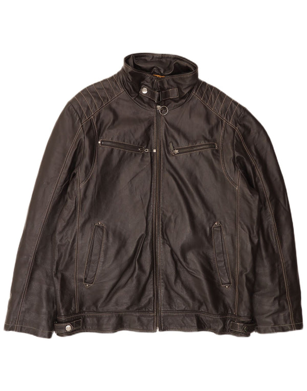 KARTEL Herre Læderjakke UK 38 Medium Brun Læder