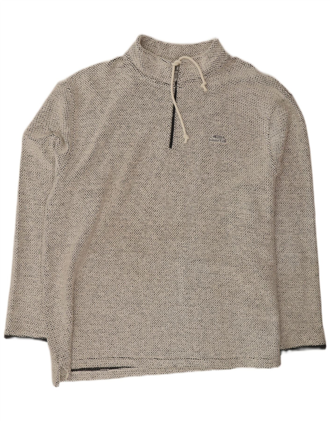 Weird Fish Herre Zip Neck Sweatshirt Jumper Medium Off White Flecked Bomuld