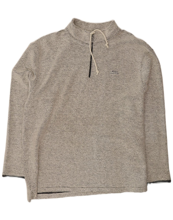 Weird Fish Herre Zip Neck Sweatshirt Jumper Medium Off White Flecked Bomuld