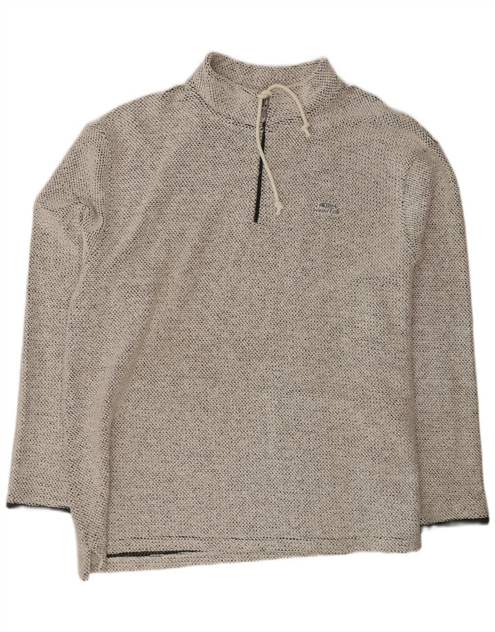 Weird Fish Herre Zip Neck Sweatshirt Jumper Medium Off White Flecked Bomuld