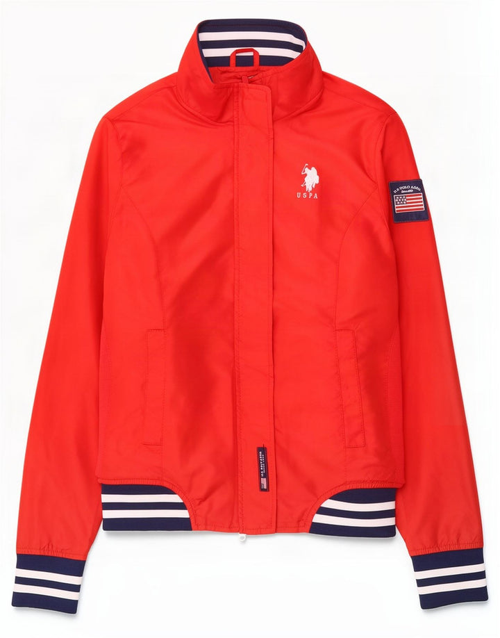 U.S. Polo Assn. Kvinders bomberjakke UK 14 Medium Rød Colourblock Polyester