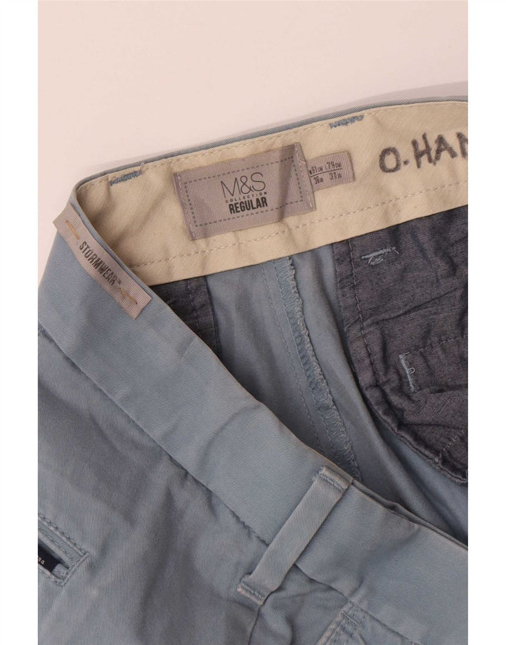 Marks & Spencer Herre Regular Chino Bukser W36 L31 Blå Bomuld