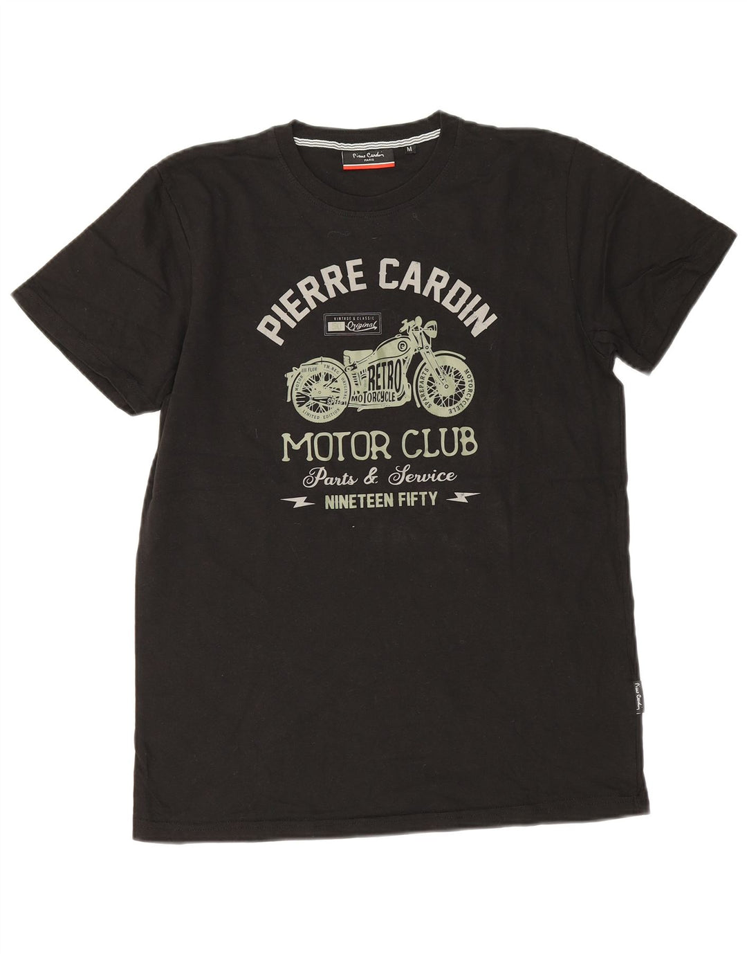 Pierre Cardin Herre grafisk T-shirt Top Medium Sort Bomuld