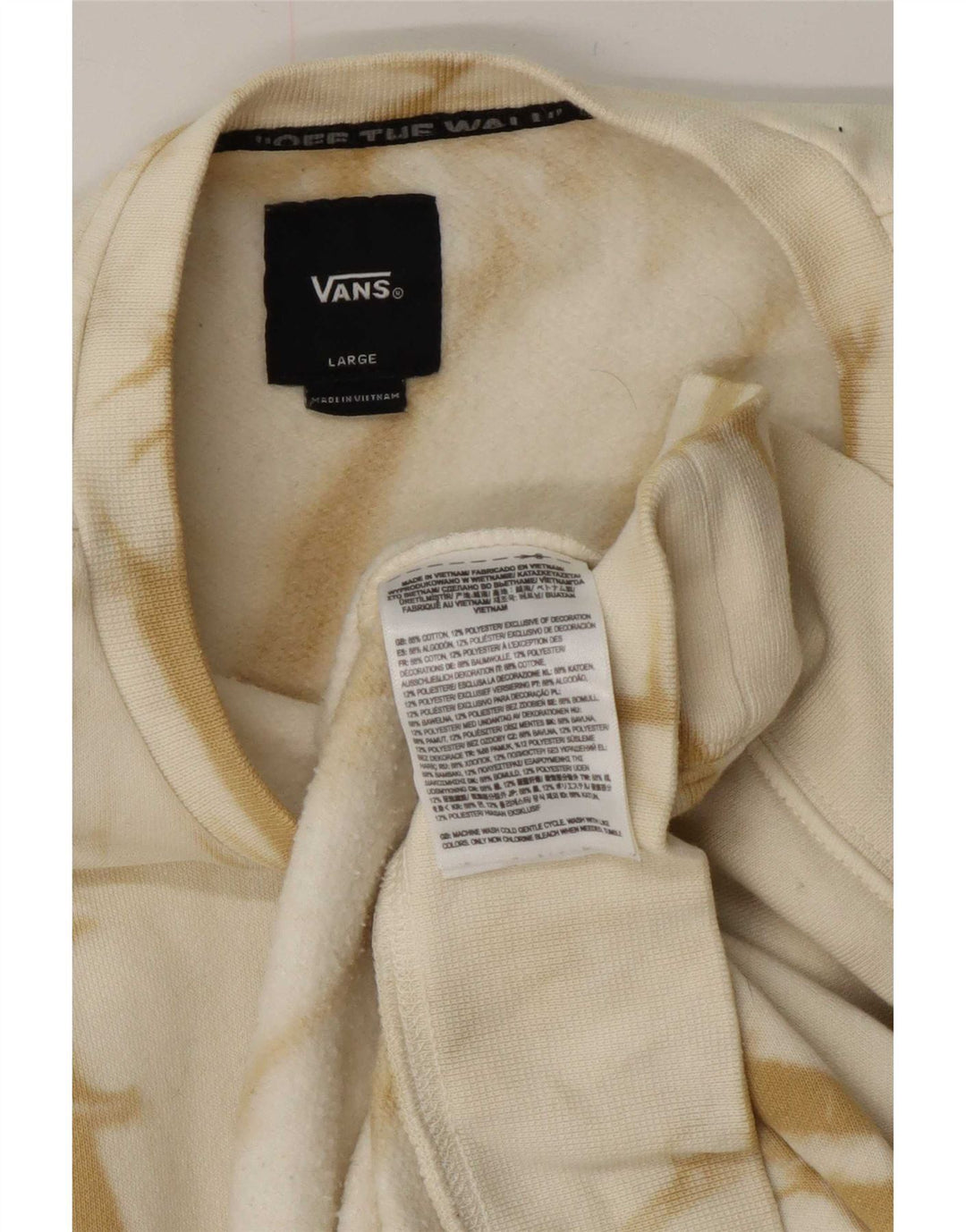 Vans Herre Grafisk Sweatshirt Jumper Large Off White Tie Dye Bomuld