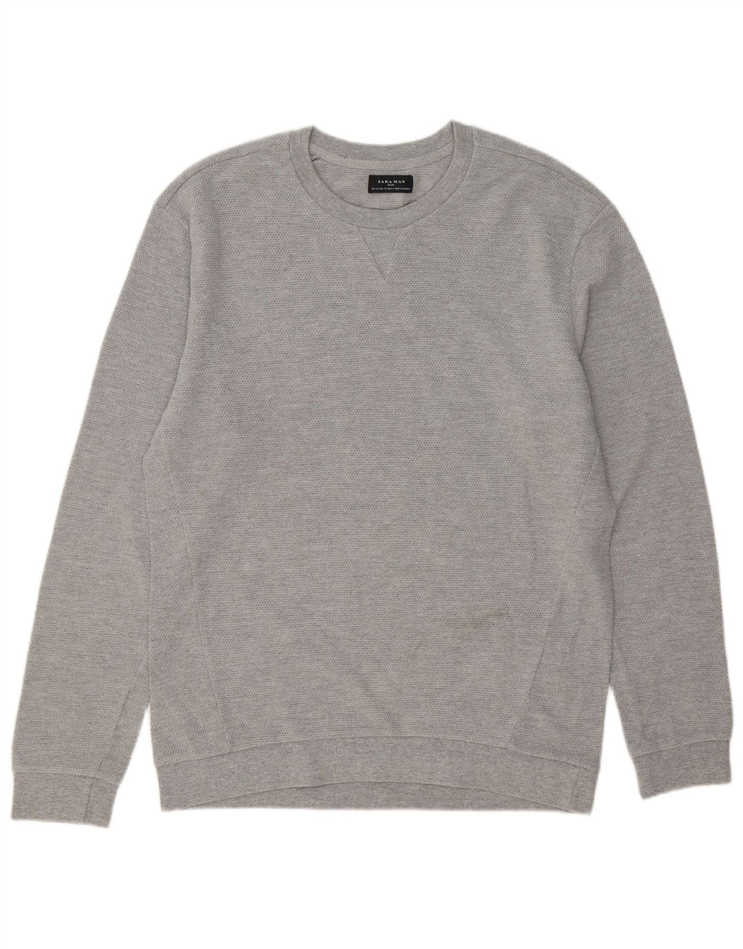 Zara Herre sweater med rund hals XL Grå bomuld