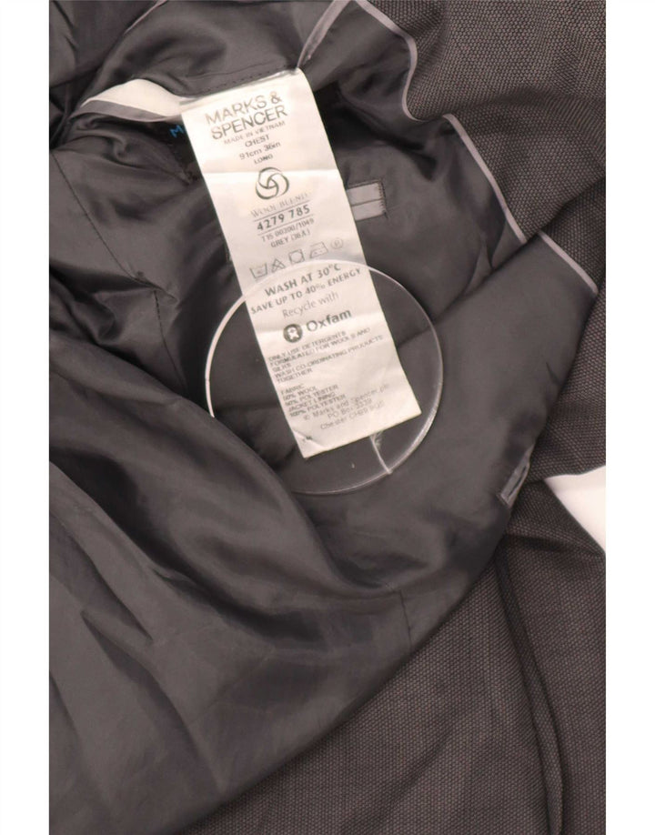 Marks & Spencer Herre lang 2-knaps blazerjakke UK 36 Small Grey Wool