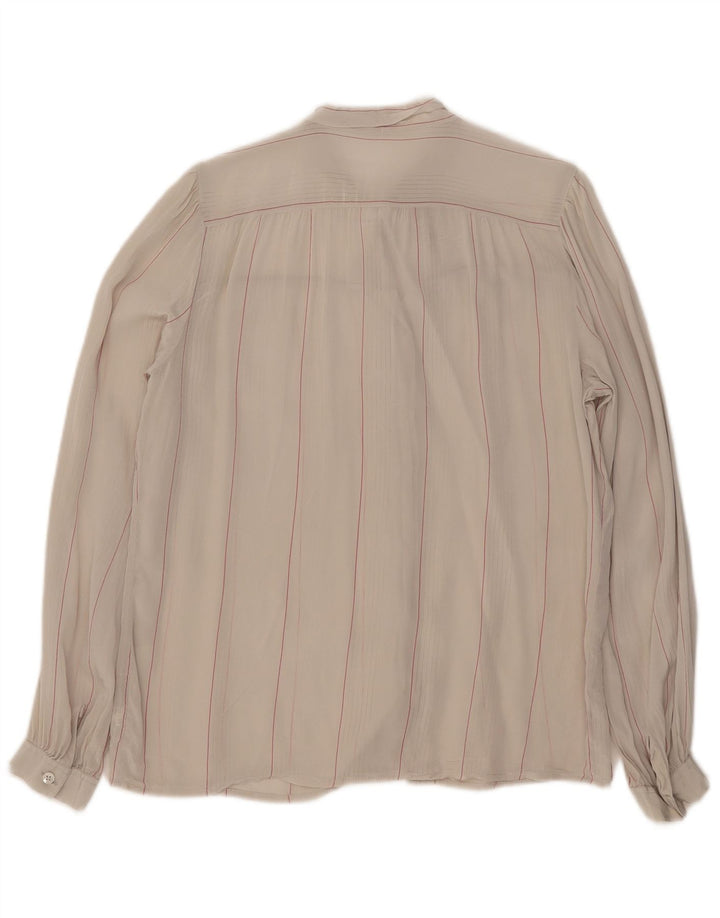 Mario Pucci Cecconi Dame Front Tie Shirt Bluse IT 46 Stor Beige Stribet