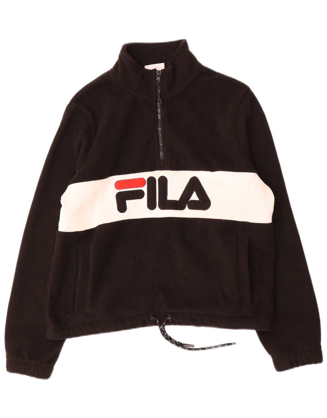 Fila Oversized grafisk fleecetrøje til kvinder UK 8 Small Black Colourblock