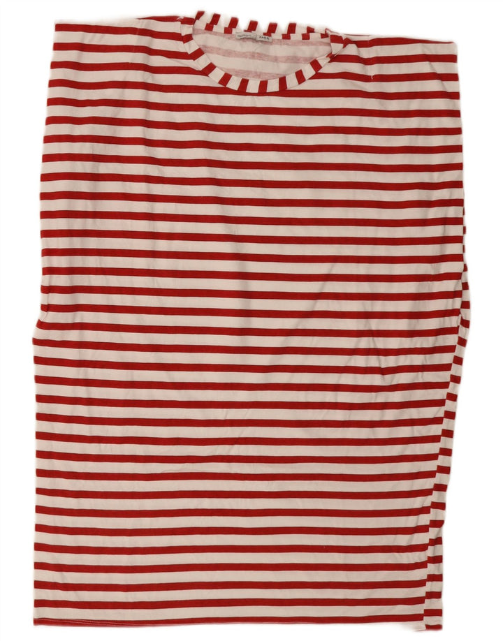 Zara Dame Oversized T-Shirt Kjole UK 14 Medium Rød Stribet