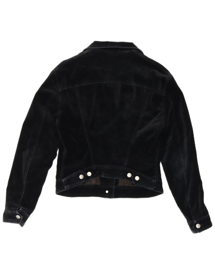 Katharine Hammett Dame Crop Bomber Jacket UK 8 Small Navy Blue Cotton