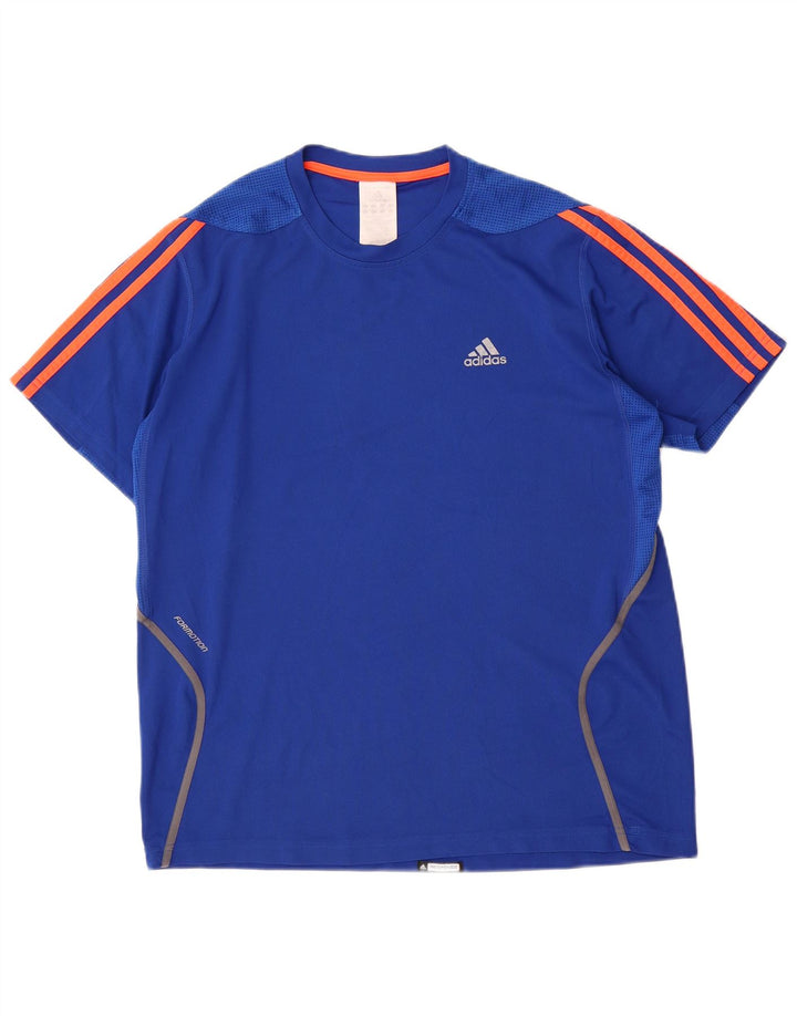 Adidas T-shirt top mellemblå polyester til mænd