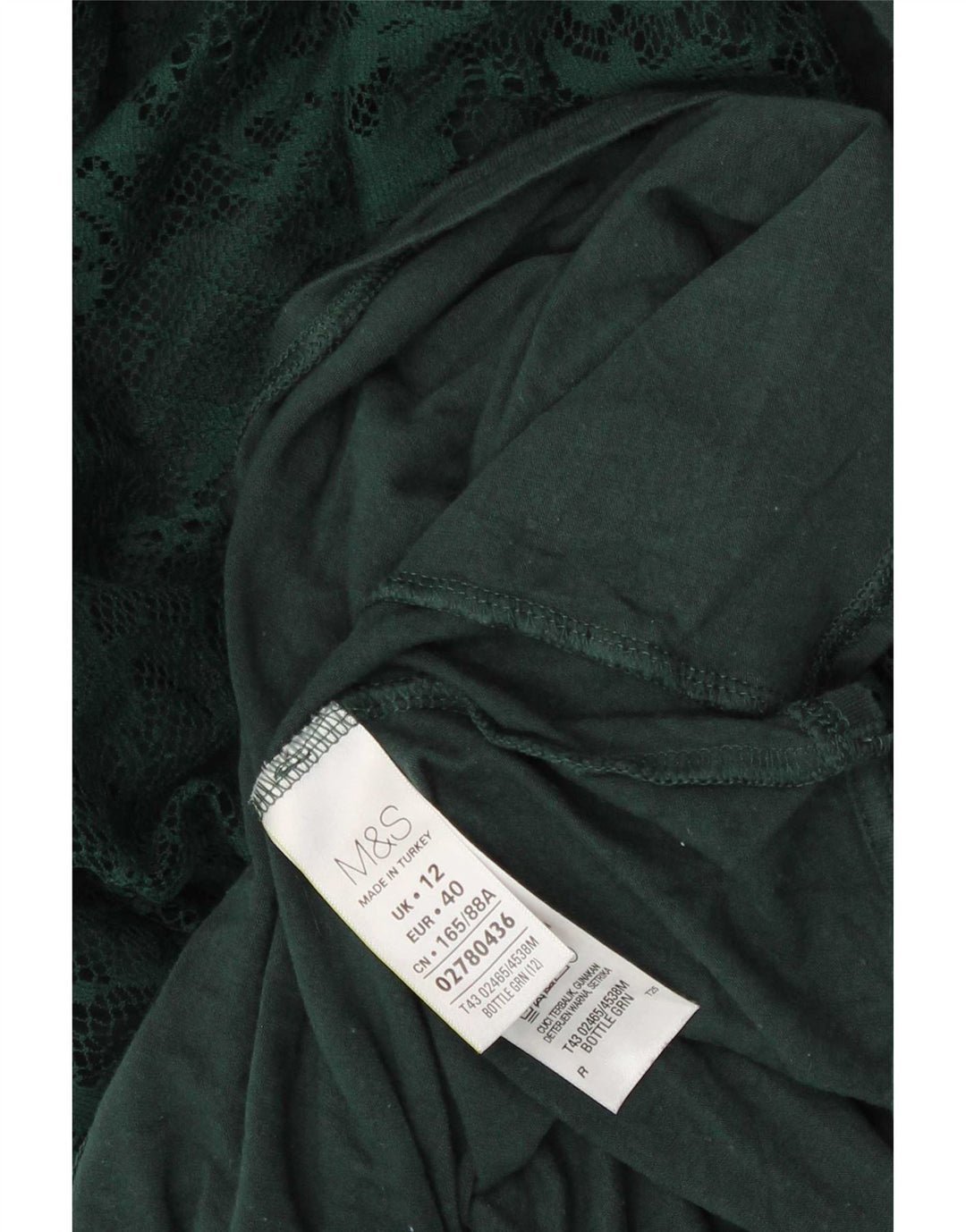 Marks & Spencer Dametop Langærmet UK 12 Medium Green Paisley Viscose