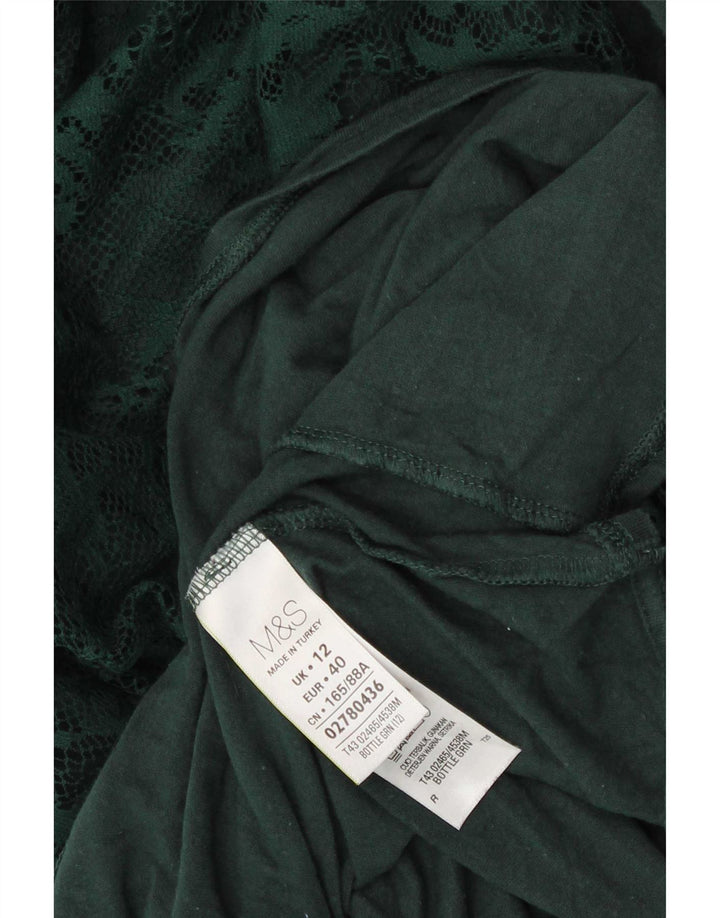 Marks & Spencer Dametop Langærmet UK 12 Medium Green Paisley Viscose